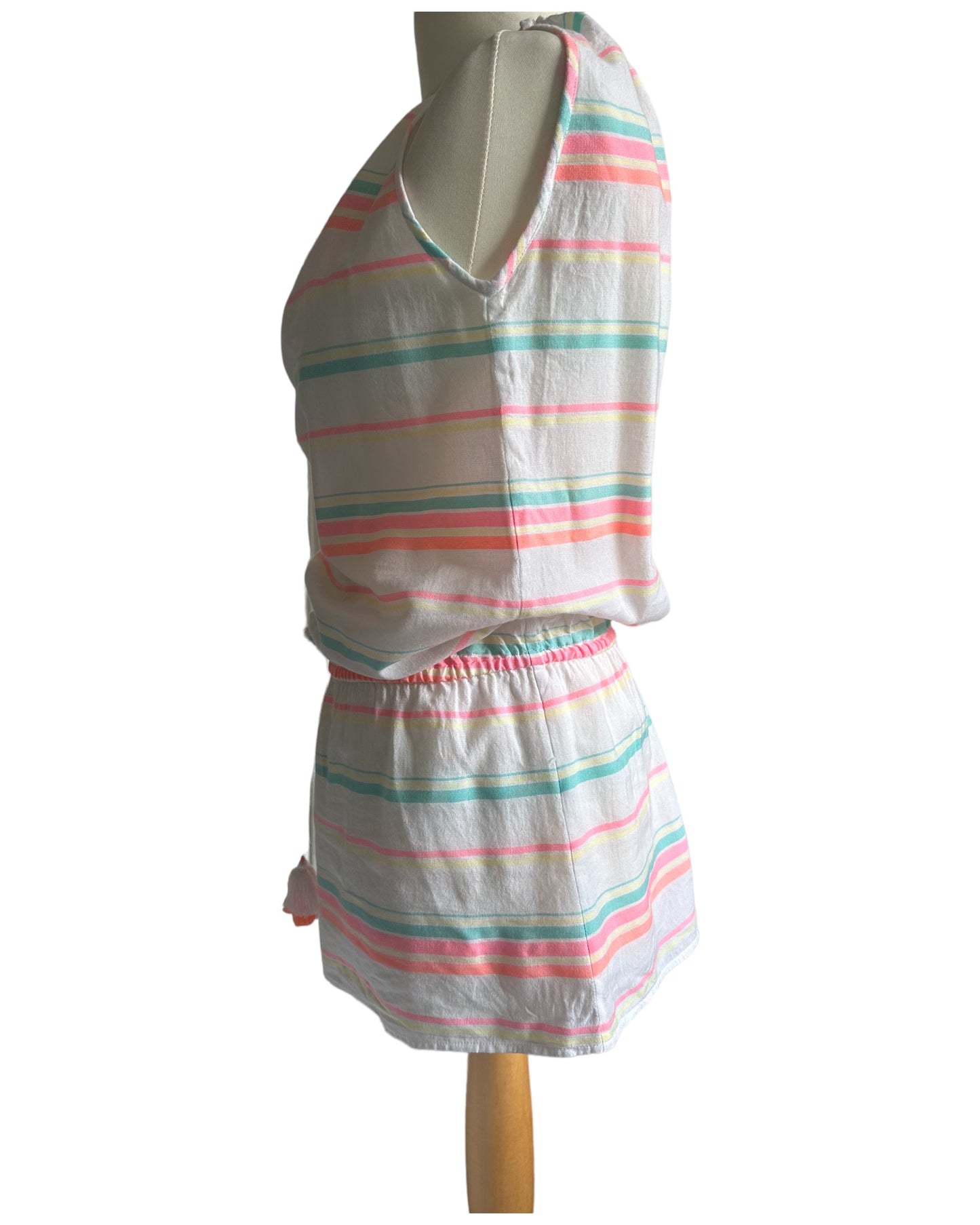 Sunuva white with stripes Beach Dress