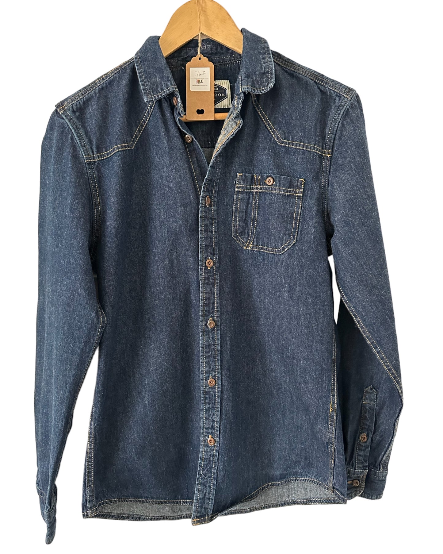 Preloved Men's Denim Shirt by New Look, Size Small.