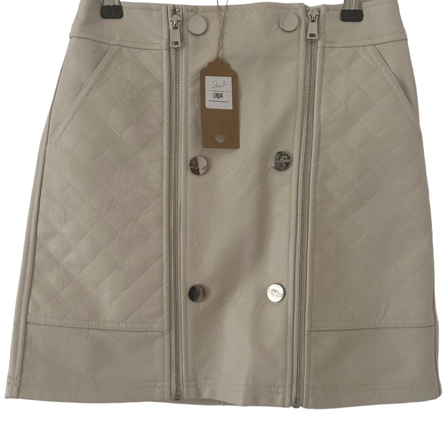 Cream Leather Feel Mini Skirt (NWT)