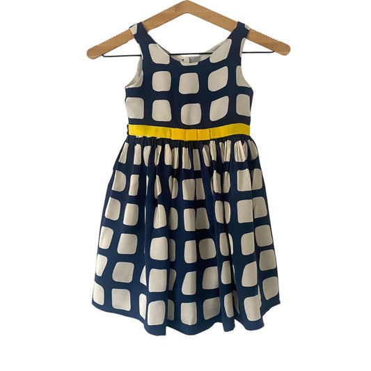 Preloved Stunning Navy with cream squares Dress Age 5