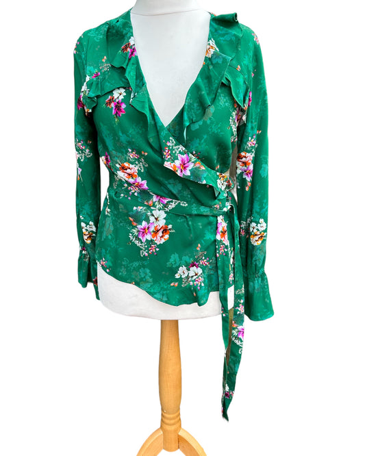 H&M Green Wrap Blouse