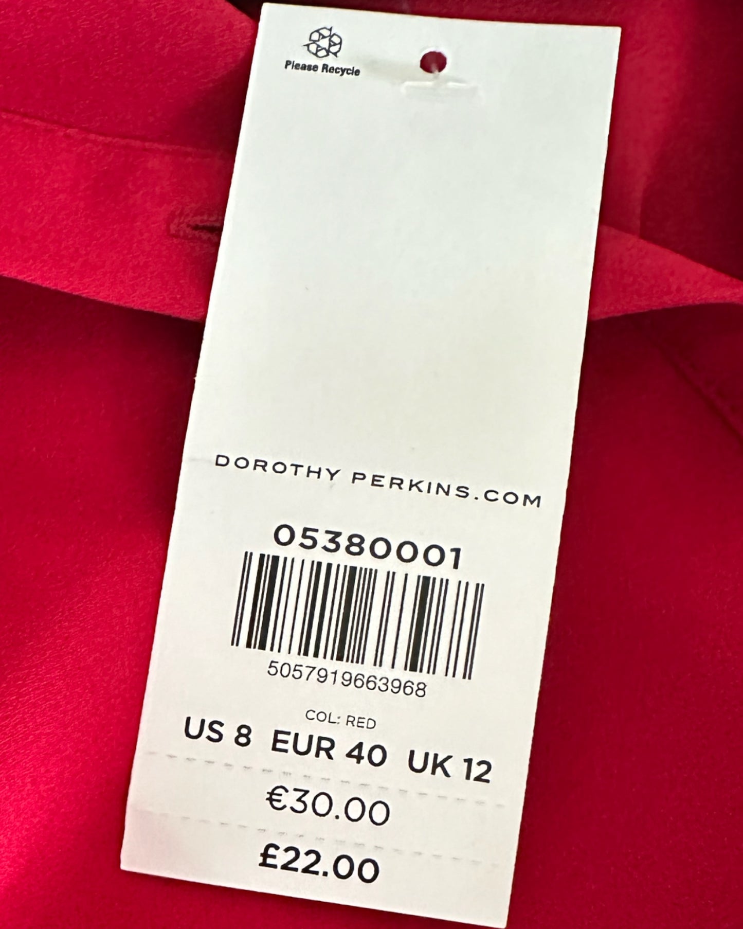 Preloved This Dorothy Perkins Size 12 Shirt. Red 