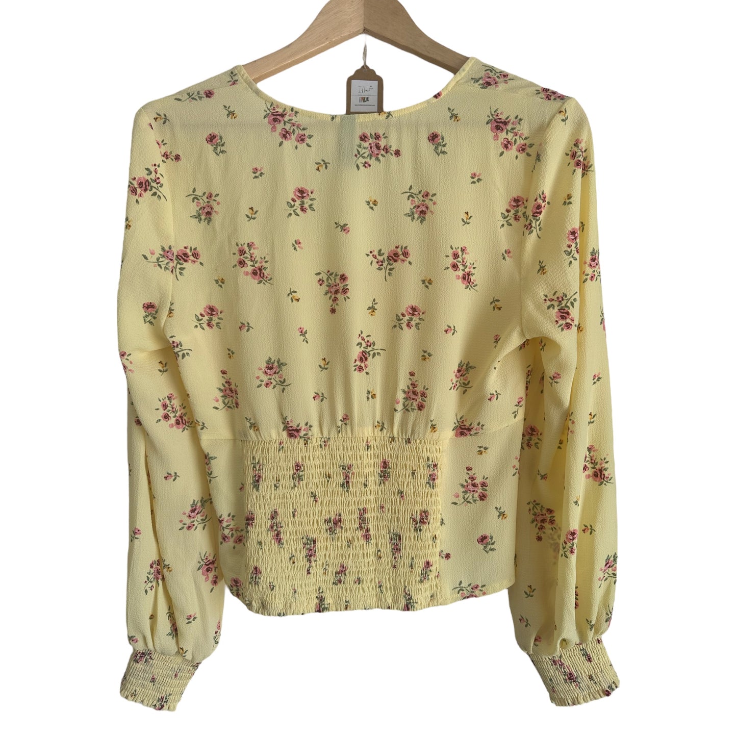 Pretty Yellow Flowered Blouse, New With Tags