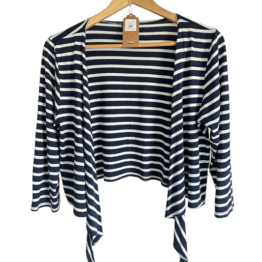 Navy Blue & White Crop Cardigan