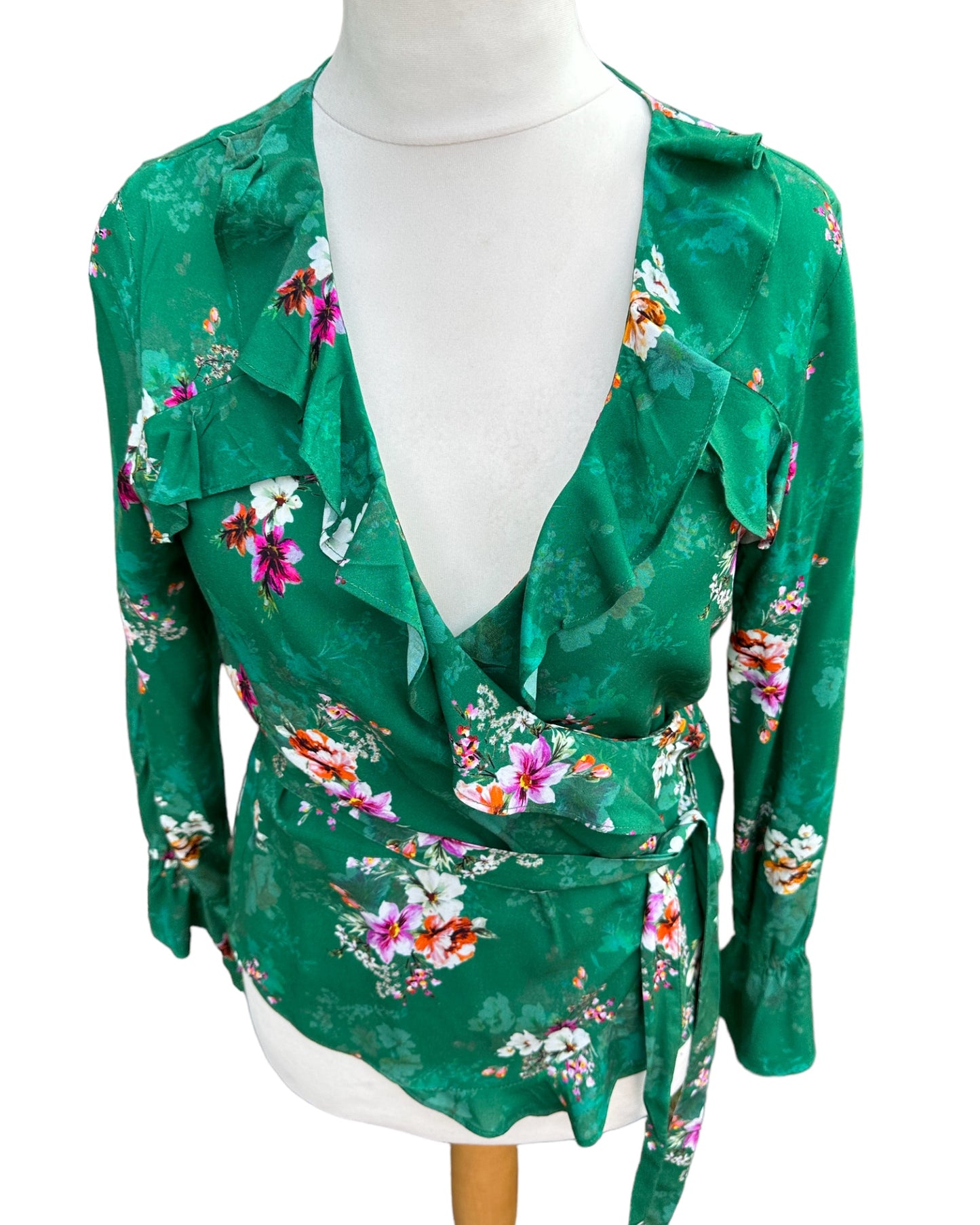 H&M Green Wrap Blouse