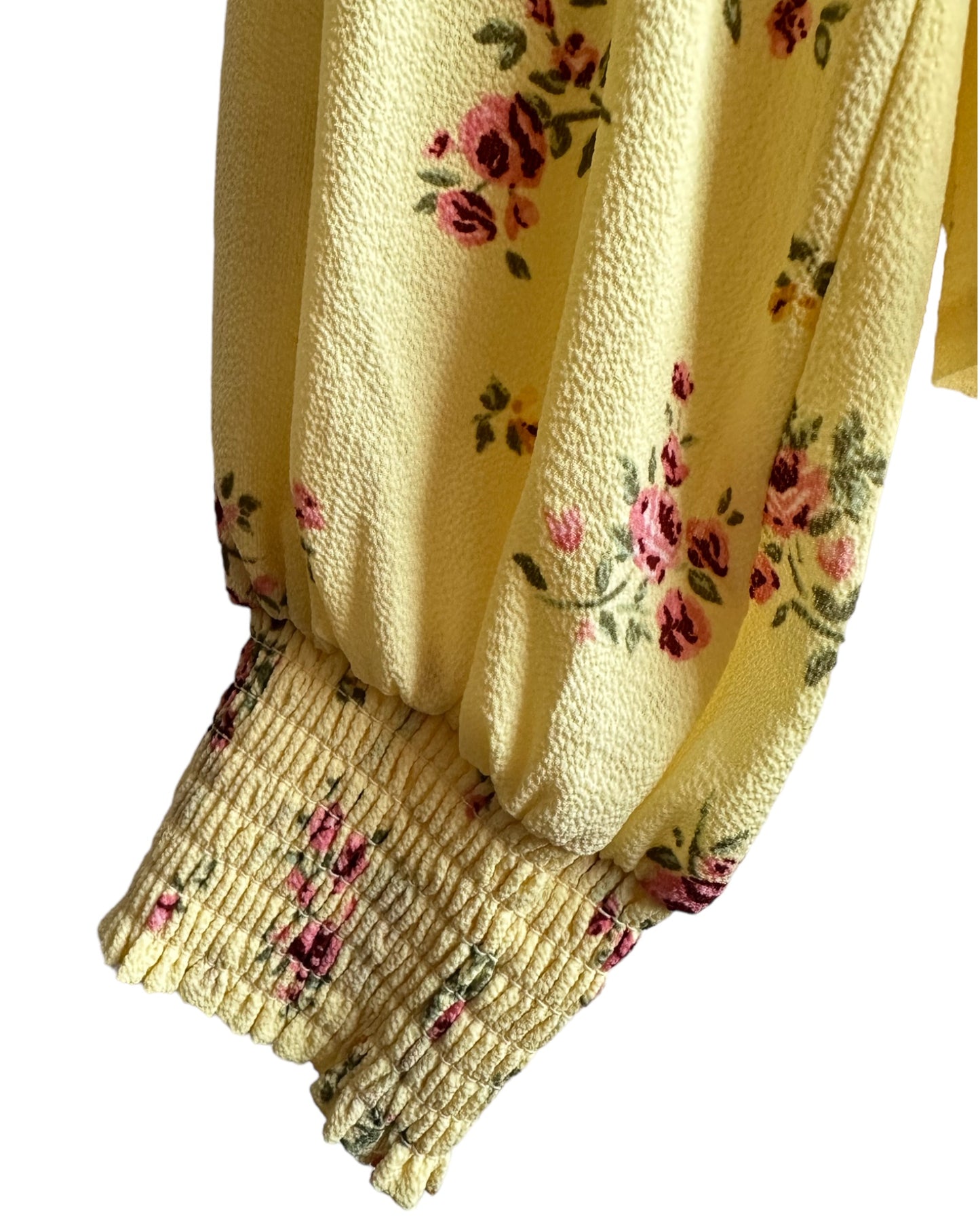 Pretty Yellow Flowered Blouse, New With Tags