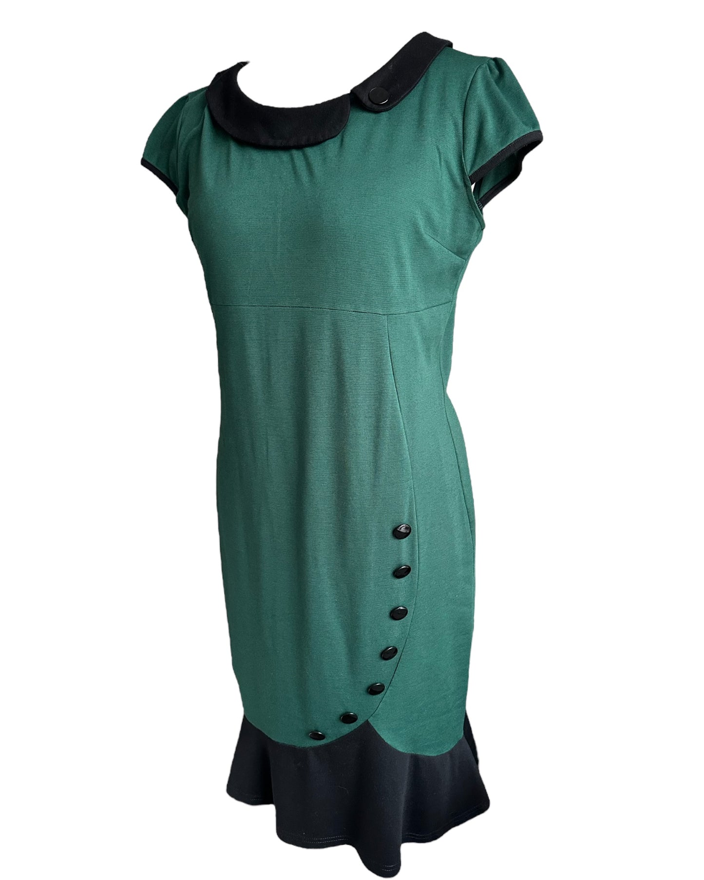 Black Collar Green dress