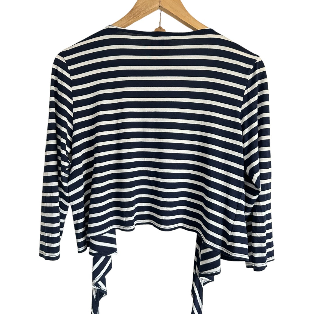 Navy Blue & White Crop Cardigan