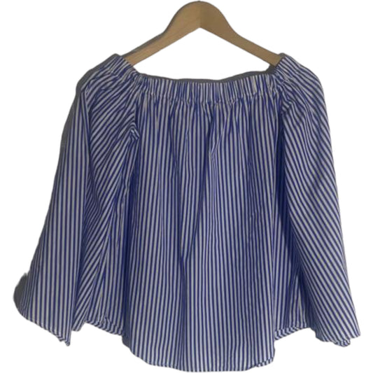 Blue and White Striped Shoulder Top