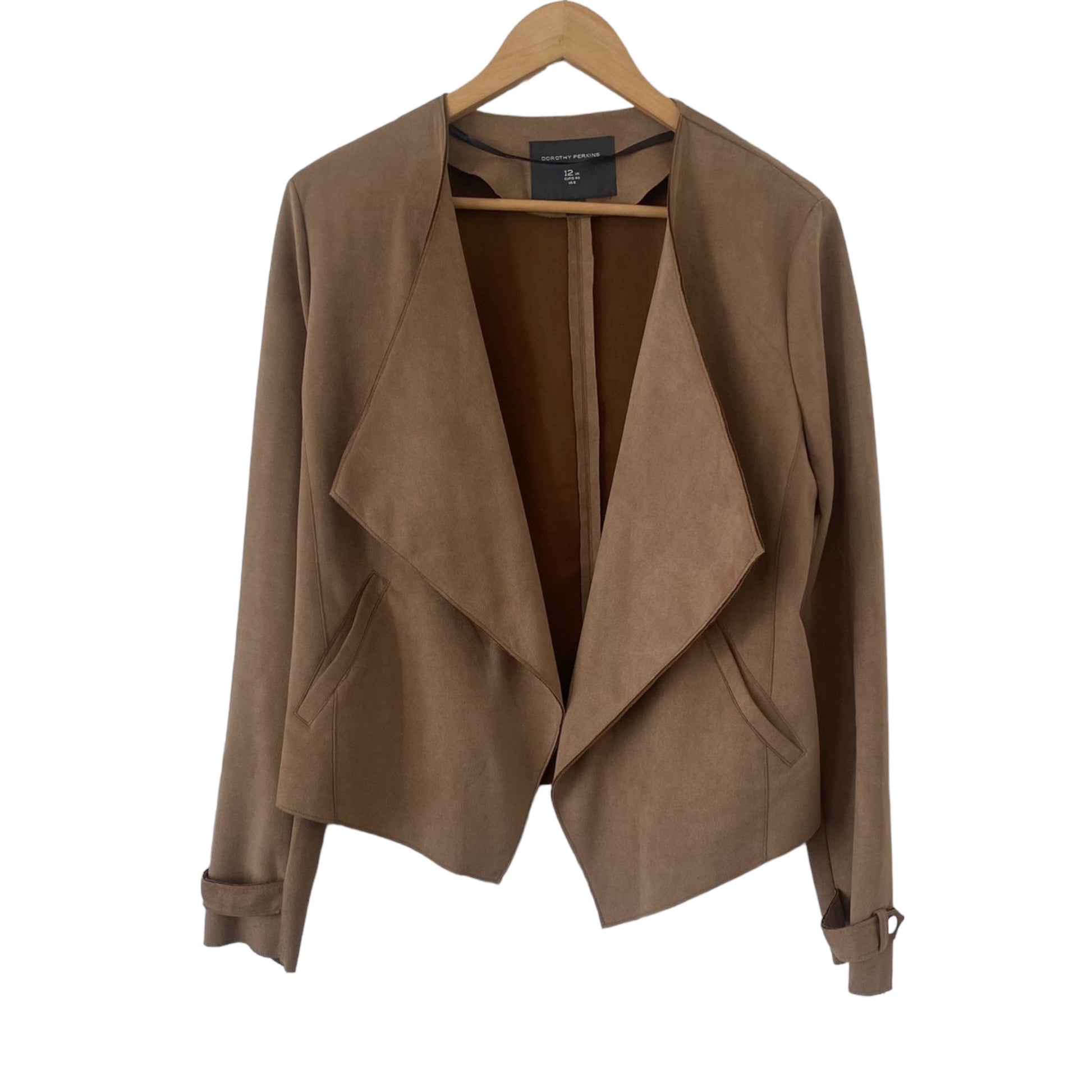 Dorothy Perkins   Brown Faux Suede Jacket  size 12 Preloved 