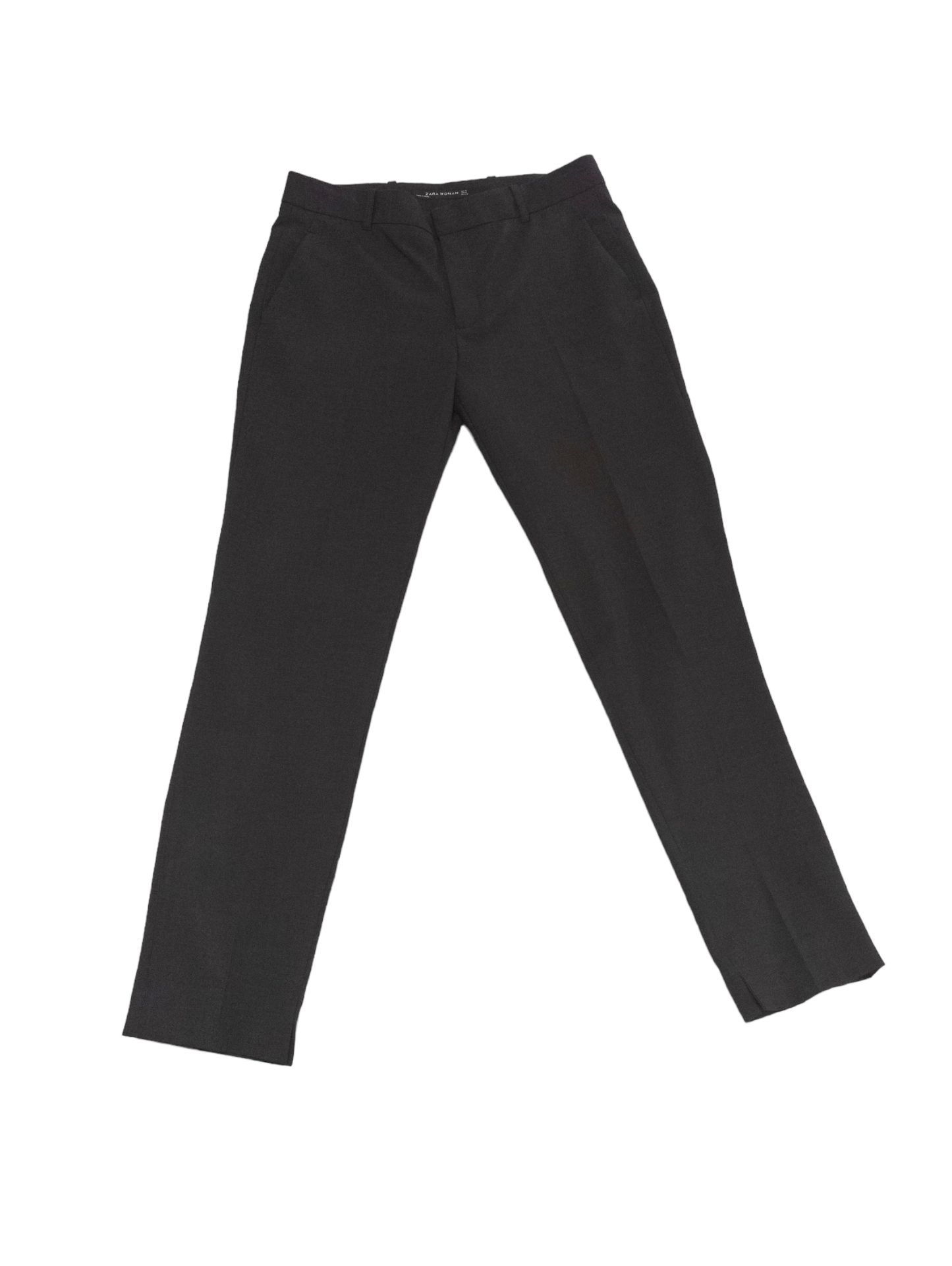 These Zara Women Smart Trousers are a stylish addition to any wardrobe. The charcoal grey colour is modern and sophisticated while the medium size (UK 12) provides a perfect fit. These trousers are perfect for any formal occasion. Preloved