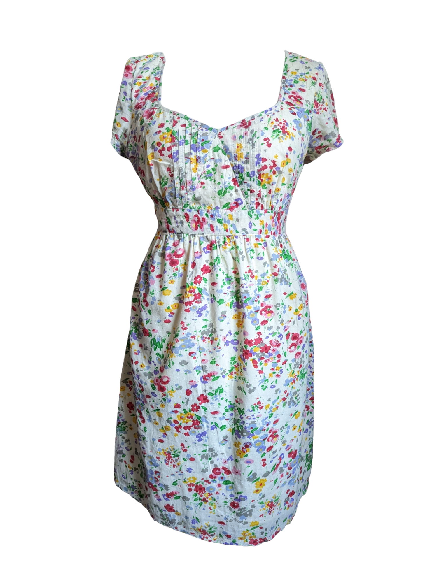 Preloved. This stunning Pretty Fat Face Dress guarantees a flattering fit with its elastic back waist and ties, delicate chest detailing, and full lining. This lovely floral dress is perfect for any summer occasion, featuring size 12 for a comfortable fit. Enjoy feeling good and looking beautiful in this stylish summer dress.