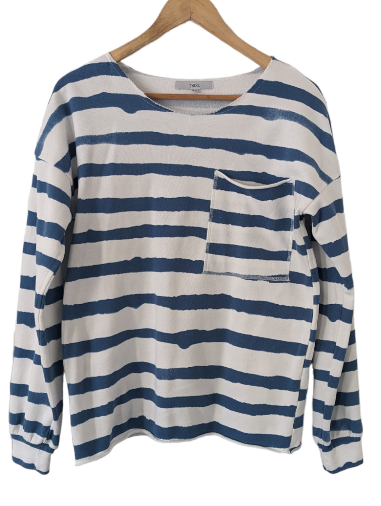 Preloved. Introducing the Stripy Next Jumper: a stylish, comfortable option featuring a rugged edging. Lightweight and casual, this size 10 jumper is perfect for everyday.