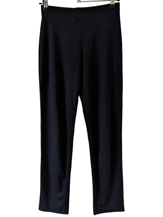 Preloved. Look sharp in these M&S Collections Straight Leg Relax Trousers. Traditional black trousers feature an elasticated waistband and a loose fit size 8. Perfect for day to day wear or special occasions.